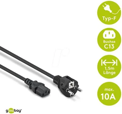 Immagine prodotto di sempre UK cavo di alimentazione cavo di alimentazione 1,2 m nero PC TV monitor