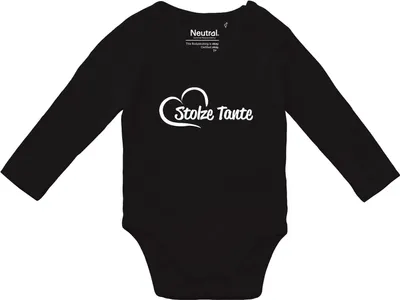 Produktbild von Huuraa Baby Body Stolze Tante Herz 74 Black  Baumwolle Fairtrade Langarmbody Geschenkidee