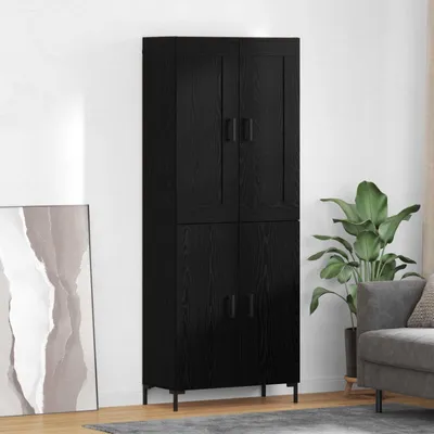 Zdjęcie produktu dla VidaXL Wysoka szafka, 2 sztuki, kolor czarny, imitacja dębu, wymiary: 69,5 x 34 x 180 cm