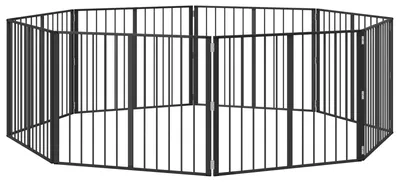 Zdjęcie produktu dla vidaXL Bramka dla psa, 8 sztuk, czarna, 100 x 80 cm, stal ocynkowana