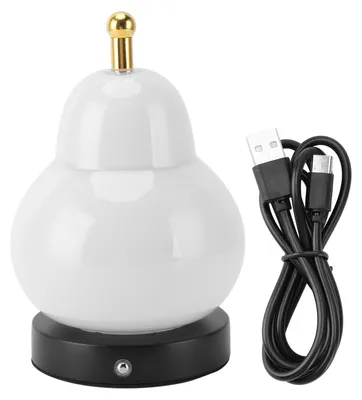 Produktbild von Birnenkürbis-Tischlampe, Touch-Steuerung, stufenlos dimmbar, 3 Lichtmodi, kabellos, wiederaufladbar, Schreibtisch für Schlafzimmer, Nachttisch, Weiß