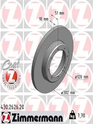 Produktbild von 2x ZIMMERMANN Bremsscheibe 430.2626.20 für OPEL Movano B Kastenwagen (X62) 51mm