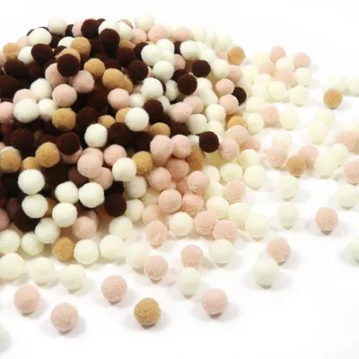 Produktbild von Tagesgürtel-Pompons 720 Stücke - 10mm Beige-Serie - weiche Pompoms