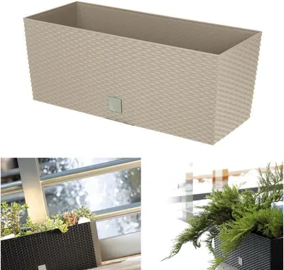 Produktbild von Prosperplast, Blumenkasten, Mokka, 51,4 x 19,2 x 18,6 cm, RATO CASE, PP-Kunststoff, mit Bewässerungssystem, Rattan-Optik, für innen und außen, 17 L