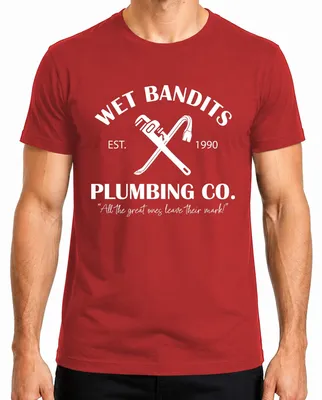 Zdjęcie produktu dla Koszulka męska Wet Bandits Plumbing Co. Kevin Home Alone Wet Bandits - Christmas Xmas, czerwony, XL
