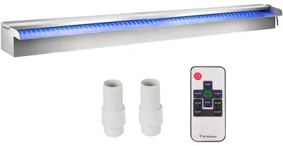 Produktbild von VEVOR Vevor Wasserfall Poolbrunnen Rechteckig & LED-Streifenlicht 60 x 11,5 x 8 cm/23,6" X 4,5" X 3,1", Edelstahl-59 Zoll