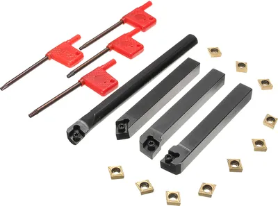 Obrázek produktu pro S12MSCLCR09+SCLCR1212H09+SCLCL1212H09+SCMCN1212H09 4 ks 12MM stopka soustružnického nástroje držák vyvrtávací tyče + 10 ks karbidové destičky + 4 ks klíče