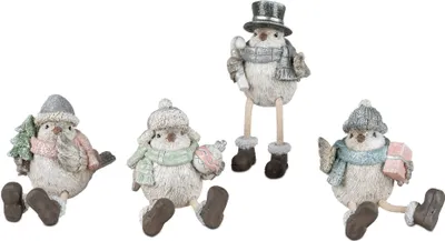 Produktbild von 4er Set Deko Wintervögel als Kantensitzenr H. 9cm Kunststein Formano WA