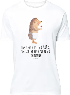 Produktbild von Mr. & Mrs. Panda S T-Shirt Igel Wein - Weiß - Geschenk, Lustiges, Rotwein, oberteil, Weißwein, Tshirt, Shirt, trinken, Weinglas, Lustige Sprüche, Spruch