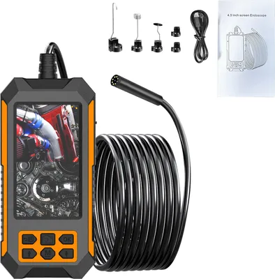Produktbild von Industrielles Endoskop, 1080P HD-Endoskop-Werkzeuge mit 4,5-Zoll-IPS-Bildschirm und 8 einstellbaren LED-Leuchten, Endoskop 33FT halbstarre Schlangenkamera, 8 mm wasserdichte IP68-Inspektionskamera