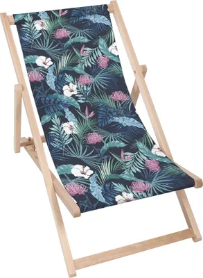 Produktbild von Dreamroots Liegestuhl klappbar Holz, bis zu 130 kg, Sonnenliege klappbar mit 3-stufiger Neigungsregulierung der Rückenlehne, Blue Dark Garden