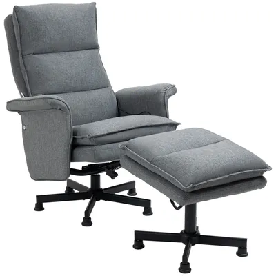 Produktbild von 8 Vibrationspunkte, Massagesessel mit Fußhocker, Fernsehsessel drehbar, Relaxsessel Grau | Leinen-Polsterung | 5 Massagemodi | 78 x 93 x 99 cm