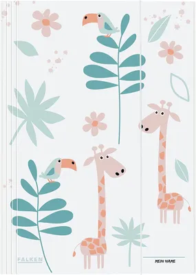 Image de Falken original classeur pour enfants. En carton extra fort avec 3 rabats et élastique pour DIN A3 Motif jungle Dossier de rangement et de dessins pour l'école