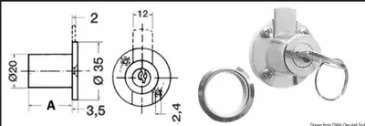 Produktbild von Zylinderschloss für Schubladen 20mm Edelstahl | Osculati 38.106.00