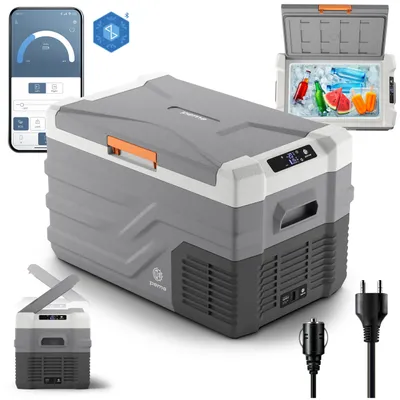 Produktbild von PEME Quest 30 Liter elektrische Kühlbox zum Kühlen und Warmhalten, 12/230V mobiler Kühlschrank, USB-Anschluss, Gefrierpunkt bis -20, für Camping