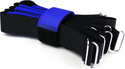 Produktbild von 10 x Klettkabelbinder 60 cm blau - Klett / Flausch auf UNTERSCHIEDLICHEN SEITEN! - DS Metallöse Goodymax®