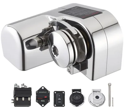 Productafbeelding van VEVOR Elektrische Ankerlier, 12V DC, 600W, geschikt voor ankersystemen met 1/4-inch kettingen en 9/16-5/8-inch nylon touwen, maximale trekkracht 260 kg, constructie van roestvrij staal 316, voor boten van 7-9 meter