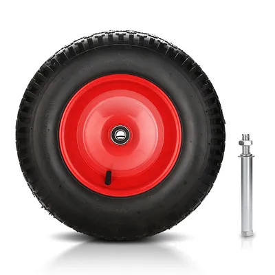 Produktbild von TolleTour Schubkarrenrad Schlauch Vollgummi Ersatzrad Reifen mit Achse 4.80/4.00-8 390 mm 1X