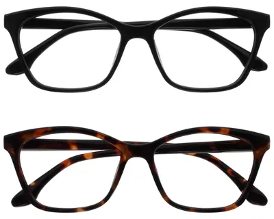 Produktbild von Lesebrille 2er-Set Cat-Eye Schwarz Braun Herren Damen Federscharniere