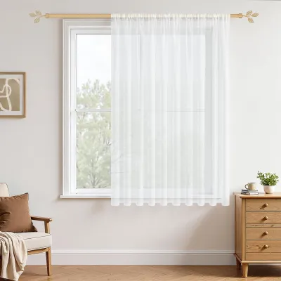 Produktbild von Weiße Voile Gardinen 100 x 200 cm - Moderne transparente Fensterdekoration