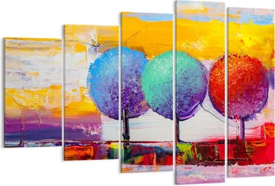 Produktbild von Bild auf Leinwand - Leinwandbild - Bäume Wiese Sommer - 150x100cm - Wand Bild - Wanddeko - Leinwanddruck - Bilder - Kunstdruck - Wanddekoration - Leinwand bilder - Wandkunst - EG150x100-4110