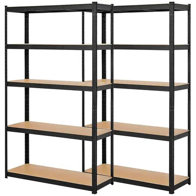 Productafbeelding van Opbergrek - Set van 2 - Stellingkast - 875 KG - Metaal - Zwart - 180 x 90 x 40 cm