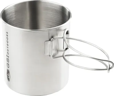 Image de GSI Outdoors Gobelet en acier inoxydable avec poignée pliante 710 ml 710 ml, 227 g, argent ; 68215