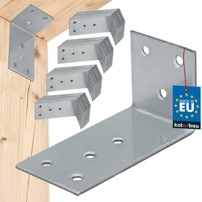 Produktbild von KOTARBAU® 50er Set Winkelverbinder Schwerlastwinkel 40x80x40mm verzinkter Stahl Winkel Stahlwinkel Stabil Langlebig Balkenverbinder Silber