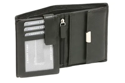 Produktbild von LEAS Damen und Herren Klassische Kombibörse im Hochformat mit Riegel Echt-Leder, schwarz Vollrind-Serie