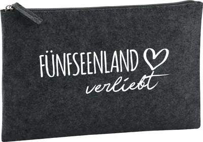 Produktbild von Huuraa Kulturbeutel Fünfseenland verliebt 1 Liter Charcoal Filz Kosmetiktasche Geschenkidee