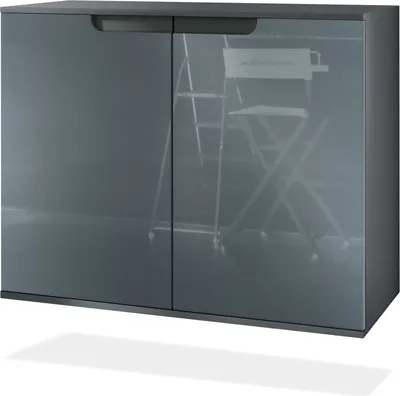 Produktbild von Vladon Kommode Sylt V3, Moderner Küchenschrank mit 2 großen Türen Anthrazit matt / Grau Hochglanz (92,5 x 73.5 x 35)