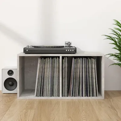 Produktbild von Schallplatten-Aufbewahrungsbox mit 2 Fächern, Betongrau, 71x34x36 cm