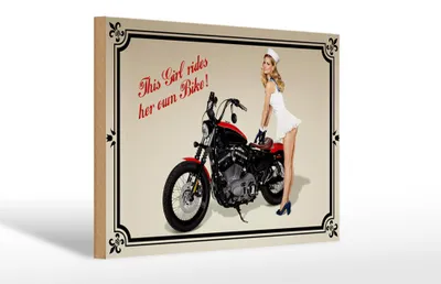 Produktbild von Holzschild Motorrad 30x20cm this girl rides her own Bike
