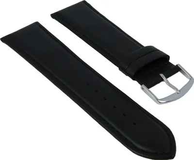 Produktbild von Uhrenarmband XL Büffelkalb Leder Schwarz mit Naht 26404S, Stegbreite:30mm