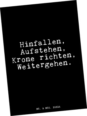Produktbild von Mr. & Mrs. Panda Ansichtskarte Hinfallen, Aufstehen, Krone richten,... - Schwarz - Geschenk, Postkarte, Motivation, Grußkarte, einzelkarte, Postkarten, Frauen, bildkarte