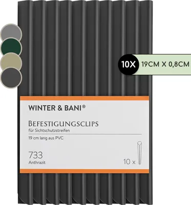 Produktbild von Sichtschutzstreifen-Clips Zubehör PVC 10er-Pack, Farbe:Anthrazit