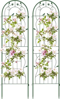 Image de Ensemble de treillis de jardin en métal, 180 x 50 cm, vert, lot de 2