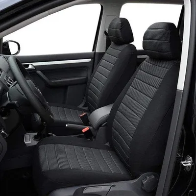 Image de Housses de siège de voiture en tissu jacquard, gris, avec airbag latéral, pour 2 personnes