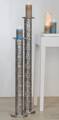 Produktbild von Gilde Kerzenleuchter, "Purley", Metall, silberfarben, VE 1, H. 100 cm, D. 15 cm 74219 4001250742197
