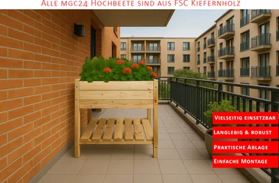 Produktbild von mgc24 Hochbeet Massiv XL 79x79x78cm Kiefernholz natur