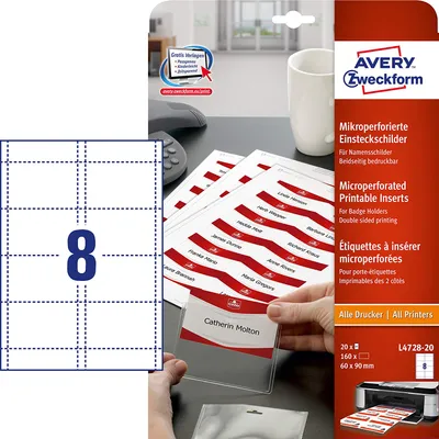 Obrázok produktu pre Vkladacie štítky Avery Zweckform L4728-20 60x90mm 160ks