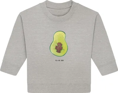 Produktbild von Mr. & Mrs. Panda Organic Baby Pullover Avocado Kern 24. - 36. Monat - Heather Grey - Geschenk, Pflanze, glücklich, Spruch Leben, Bullover