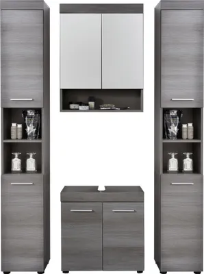 Produktbild von trendteam Bad 4-teilige Kombination Runner/Moon Sardegna Rauchsilber Melamin 148 x 190 x 31 cm