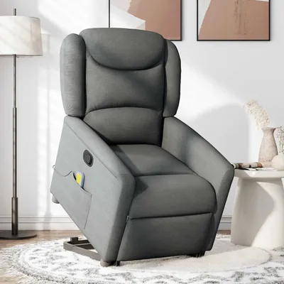 Immagine prodotto di Poltrona Alzapersona Massaggi Reclinabile Grigio Scuro Tessuto