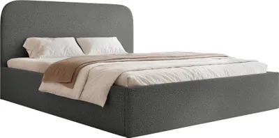 Image de Selsey Sonvivo - Lit capitonné 160x200 avec sommier, bouclé, gris foncé
