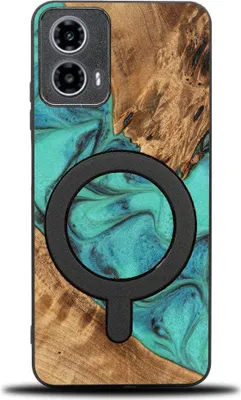 Produktbild von Holzhülle Bewood Unique - Turquoise für MagSafe für Motorola Moto G34 5G