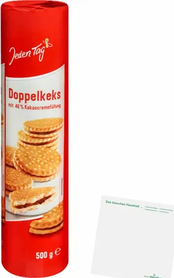 Produktbild von Jeden Tag Doppelkekse 46% Kakaocreme-Füllung (500g Packung) + usy Block