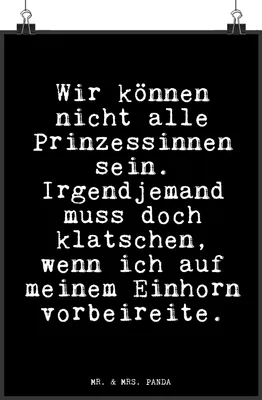 Produktbild von Mr. & Mrs. Panda Bild Wir können nicht alle... DIN A3 - Schwarz - Geschenk, Einhörner, Einhorn, witzig, drucke, Prinzessin, Plakat, Sprüche, Wandbild, wanddeko, Realität