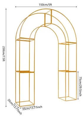Produktbild von Hochzeitsbogen Traubogen - Hintergrundständer - Metallrahmen 1,5×2,3 m - Freistehend - Für Zeremonie & Fotos - Gold