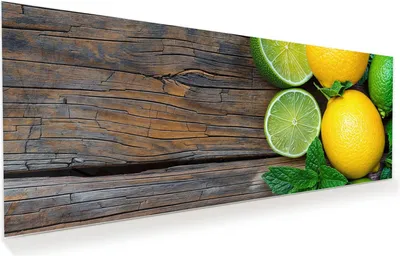 Produktbild von Glasbild 125x50cm in XXL für Wohnzimmer, Schlafzimmer Motiv Zitrusfruechte Holz
